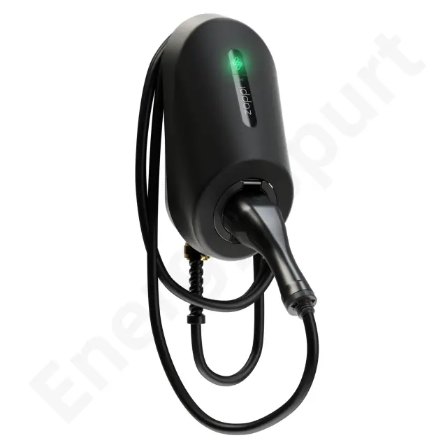MYENERGI Zappi GLO Black Single Phase (7kW 6.5m Cable Type2) Tethered Smart EV Charger